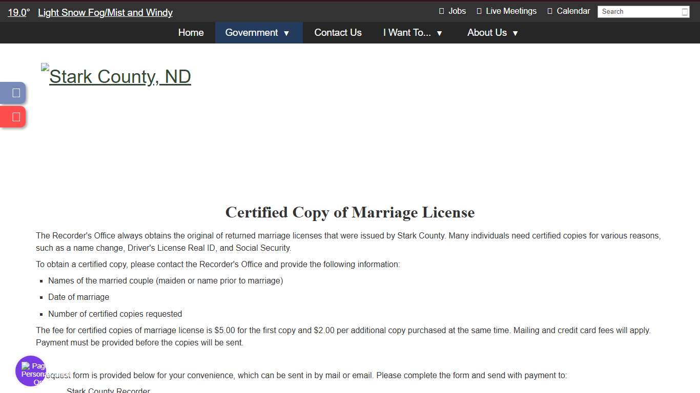 - Marriage Information - Stark County, ND